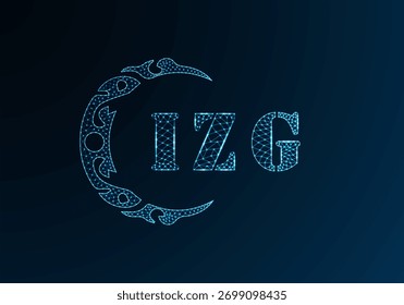 Logotipo bajo de la letra polivinílica Diseño de IZG. Diseño de Vector polivinílico bajo del logotipo de la letra de IZG en fondo azul del gradiente del color. Diseño de baja poli del logotipo de IZG
