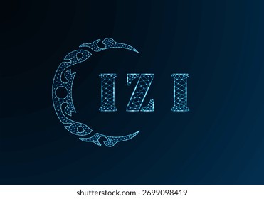 Low poly letter logo IZI design. IZI letter logo low poly vector design on blue color gradient background. IZI logo low poly design

