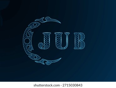 Low poly letter logo JUB design. JUB letter logo low poly vector design on blue color gradient background. JUB logo low poly design
