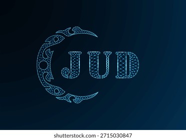 Low poly letter logo JUD design. JUD letter logo low poly vector design on blue color gradient background. JUD logo low poly design
