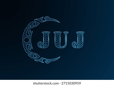 Low poly letter logo JUJ design. JUJ letter logo low poly vector design on blue color gradient background. JUJ logo low poly design
