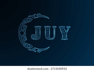 Low poly letter logo JUY design. JUY letter logo low poly vector design on blue color gradient background. JUY logo low poly design
