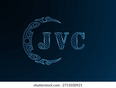 Low poly letter logo JVC design. JVC letter logo low poly vector design on blue color gradient background. JVC logo low poly design
