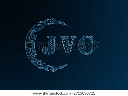 Low poly letter logo JVC design. JVC letter logo low poly vector design on blue color gradient background. JVC logo low poly design
