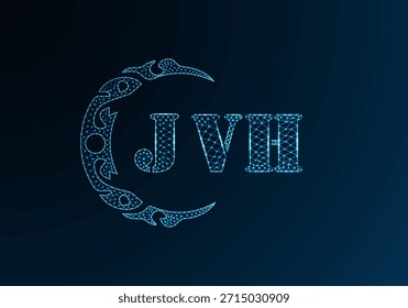 Logotipo bajo de la letra polivinílica JVH diseño. Diseño de Vector polivinílico bajo del logotipo de la letra de JVH en fondo azul del gradiente del color. Logotipo de JVH bajo diseño polivinílico
