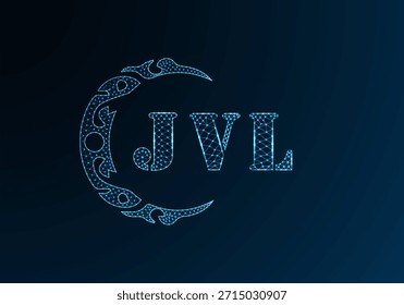 Low poly letter logo JVL design. JVL letter logo low poly vector design on blue color gradient background. JVL logo low poly design
