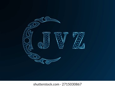 Low poly letter logo JVZ design. JVZ letter logo low poly vector design on blue color gradient background. JVZ logo low poly design
