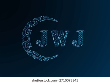 Low poly letter logo JWJ design. JWJ letter logo low poly vector design on blue color gradient background. JWJ logo low poly design

