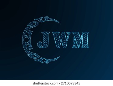 Low-Poly-Buchstaben-Logo JWM-Design. JWM-Buchstabe Logo Low-Poly-Vektordesign auf blauem Farbverlauf-Hintergrund. JWM Logo Low-Poly-Design
