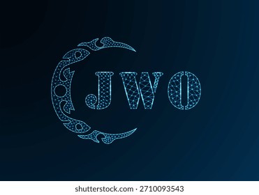 Low-Poly-Buchstaben-Logo JWO-Design. JWO-Buchstabe Logo Low-Poly-Vektordesign auf blauem Farbverlauf-Hintergrund. JWO Logo Low Poly Design
