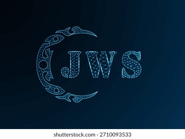Logo JWS-Design mit Low-Poly-Buchstaben. JWS Buchstaben Logo Low Poly Vektordesign auf blauem Farbverlauf Hintergrund. JWS Logo Low-Poly-Design
