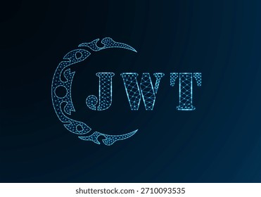 Low poly letter logo JWT design. JWT letter logo low poly vector design on blue color gradient background. JWT logo low poly design
