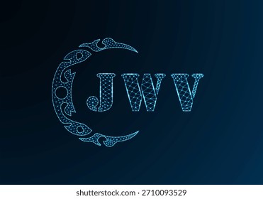 Logotipo bajo de la letra polivinílica JWV diseño. Diseño de Vector polivinílico bajo del logotipo de la letra de JWV en fondo azul del gradiente del color. Logotipo de JWV bajo diseño polivinílico
