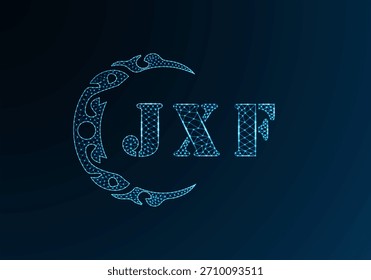Logotipo bajo de la letra polivinílica JXF diseño. Diseño de Vector polivinílico bajo del logotipo de la letra de JXF en fondo azul del gradiente del color. Logotipo de JXF bajo diseño polivinílico
