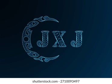 Logotipo bajo de la letra polivinílica JXJ diseño. Diseño de Vector polivinílico bajo del logotipo de la letra de JXJ en fondo azul del gradiente del color. Logotipo de JXJ bajo diseño de poliéster
