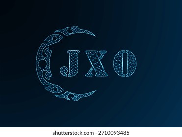 Low-Poly-Buchstaben-Logo JXO-Design. JXO-Buchstabe Logo Low-Poly-Vektordesign auf blauem Farbverlauf-Hintergrund. JXO Logo Low-Poly-Design
