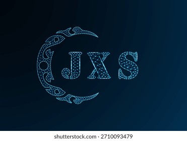 Low-Poly-Buchstaben-Logo JXS-Design. JXS-Buchstabe Logo Low-Poly-Vektordesign auf blauem Farbverlauf-Hintergrund. JXS Logo Low-Poly-Design
