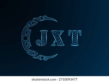 Low-Poly-Buchstaben-Logo JXT-Design. JXT-Buchstabe Logo Low-Poly-Vektordesign auf blauem Farbverlauf-Hintergrund. JXT Logo Low-Poly-Design
