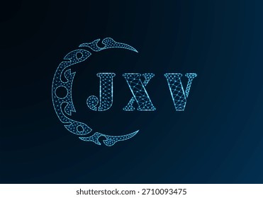 Low-Poly-Buchstaben-Logo JXV-Design. JXV-Buchstabe Logo Low-Poly-Vektordesign auf blauem Farbverlauf-Hintergrund. JXV Logo Low-Poly-Design

