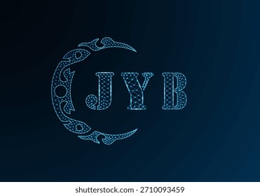 Logo JYB Design mit Low-Poly-Buchstaben. JYB-Buchstabe Logo Low-Poly-Vektordesign auf blauem Farbverlauf-Hintergrund. JYB Logo Low-Poly-Design

