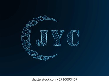 Low poly letter logo JYC design. JYC letter logo low poly vector design on blue color gradient background. JYC logo low poly design
