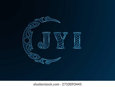 Logotipo bajo de la letra polivinílica diseño de JYI. Diseño de Vector polivinílico bajo del logotipo de la letra de JYI en fondo azul del gradiente del color. Logotipo de JYI bajo diseño de poliéster
