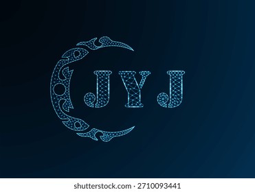 Low poly letter logo JYJ design. JYJ letter logo low poly vector design on blue color gradient background. JYJ logo low poly design
