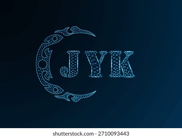 Logotipo bajo de la letra polivinílica diseño JYK. Diseño de Vector polivinílico bajo del logotipo de la letra de JYK en fondo azul del gradiente del color. Logotipo de JYK bajo diseño polivinílico
