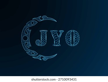 Low poly letter logo JYO design. JYO letter logo low poly vector design on blue color gradient background. JYO logo low poly design
