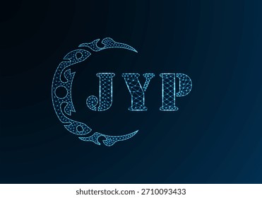 Logotipo bajo de la letra polivinílica JYP diseño. Diseño de Vector polivinílico bajo del logotipo de la letra de JYP en fondo azul del gradiente del color. JYP logo bajo diseño de poliéster
