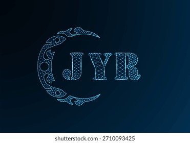 Logotipo bajo de la letra polivinílica JYR diseño. Diseño de Vector polivinílico bajo del logotipo de la letra de JYR en fondo azul del gradiente del color. Logotipo de JYR bajo diseño de poliéster
