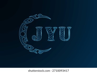 Logotipo bajo de la letra polivinílica diseño de JYU. Diseño de Vector polivinílico bajo del logotipo de la letra de JYU en fondo azul del gradiente del color. Logotipo de JYU bajo diseño de poliéster
