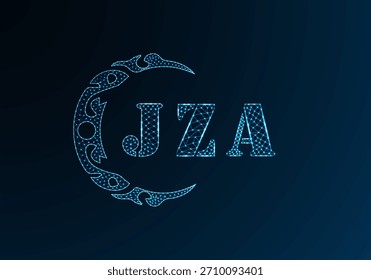 Low poly letter logo JZA design. JZA letter logo low poly vector design on blue color gradient background. JZA logo low poly design

