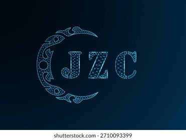 Low poly letter logo JZC design. JZC letter logo low poly vector design on blue color gradient background. JZC logo low poly design
