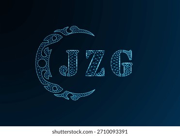 Logotipo bajo de la letra polivinílica JZG diseño. Diseño de Vector polivinílico bajo del logotipo de la letra de JZG en fondo azul del gradiente del color. Logotipo de JZG bajo diseño polivinílico
