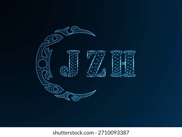 Logotipo bajo de la letra polivinílica JZH diseño. Diseño de Vector polivinílico bajo del logotipo de la letra de JZH en fondo azul del gradiente del color. Logotipo de JZH bajo diseño polivinílico
