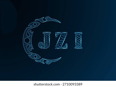 Logotipo bajo de la letra polivinílica JZI diseño. Diseño de Vector polivinílico bajo del logotipo de la letra de JZI en fondo azul del gradiente del color. Logotipo de JZI bajo diseño de poliéster
