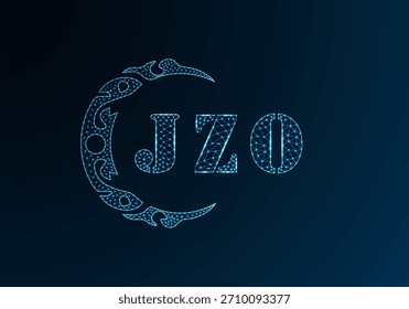 Low poly letter logo JZO design. JZO letter logo low poly vector design on blue color gradient background. JZO logo low poly design
