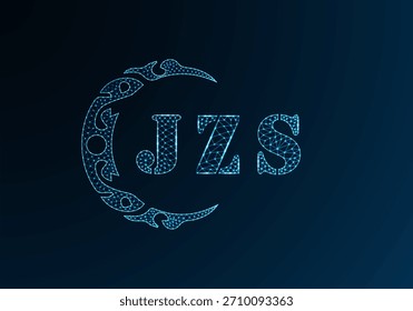 Logotipo bajo de la letra polivinílica JZS diseño. Diseño de Vector polivinílico bajo del logotipo de la letra de JZS en fondo azul del gradiente del color. Logotipo de JZS bajo diseño polivinílico
