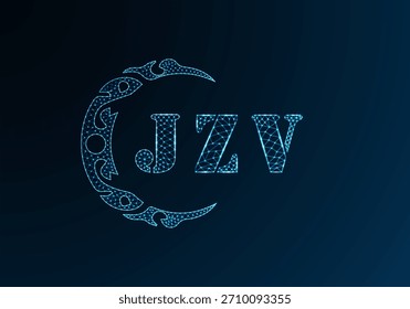 Low poly letter logo JZV design. JZV letter logo low poly vector design on blue color gradient background. JZV logo low poly design
