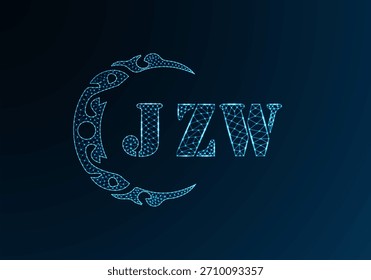 Logotipo de letra poli baixo JZW design. Projeto do vetor poli baixo do logotipo da letra JZW no fundo do gradiente da cor azul. Logotipo JZW baixo design poli
