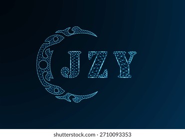 Logo JZY Design mit Low-Poly-Buchstaben. JZY-Buchstabe Logo Low-Poly-Vektordesign auf blauem Farbverlauf-Hintergrund. JZY Logo Low-Poly-Design
