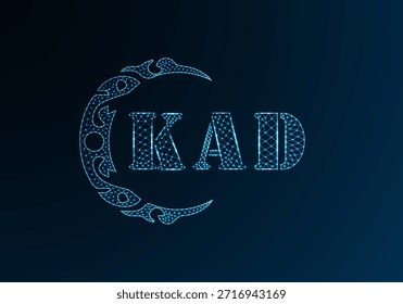 Logotipo bajo de la letra polivinílica KAD diseño. Diseño de Vector polivinílico bajo del logotipo de la letra de KAD en fondo azul del gradiente del color. Diseño de baja poli del logotipo de KAD
