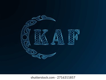 Low poly letter logo KAF design. KAF letter logo low poly vector design on blue color gradient background. KAF logo low poly design
