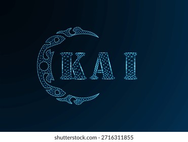 Logotipo bajo de la letra polivinílica Diseño de KAI. Diseño de Vector polivinílico bajo del logotipo de la letra de KAI en fondo azul del gradiente del color. Logotipo de KAI bajo diseño de poliéster
