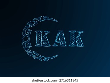 Low poly letter logo KAK design. KAK letter logo low poly vector design on blue color gradient background. KAK logo low poly design
