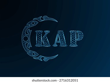 Logo-KAP-Design mit Low-Poly-Buchstaben. KAP-Buchstabe-Logo Low-Poly-Vektordesign auf blauem Farbverlauf-Hintergrund. KAP Logo Low-Poly-Design
