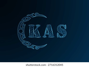 Logotipo bajo de la letra polivinílica Diseño de KAS. Diseño de Vector polivinílico bajo del logotipo de la letra de KAS en fondo azul del gradiente del color. Logotipo de KAS bajo diseño de poliéster
