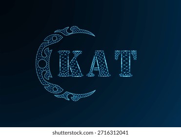 Logo-KAT-Design mit Low-Poly-Buchstaben. KAT-Buchstabe Logo Low-Poly-Vektordesign auf blauem Farbverlauf-Hintergrund. KAT Logo Low Poly Design
