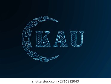 Logotipo bajo de la letra polivinílica diseño KAU. Diseño de Vector polivinílico bajo del logotipo de la letra de KAU en fondo azul del gradiente del color. Diseño de poliéster bajo del logotipo de KAU
